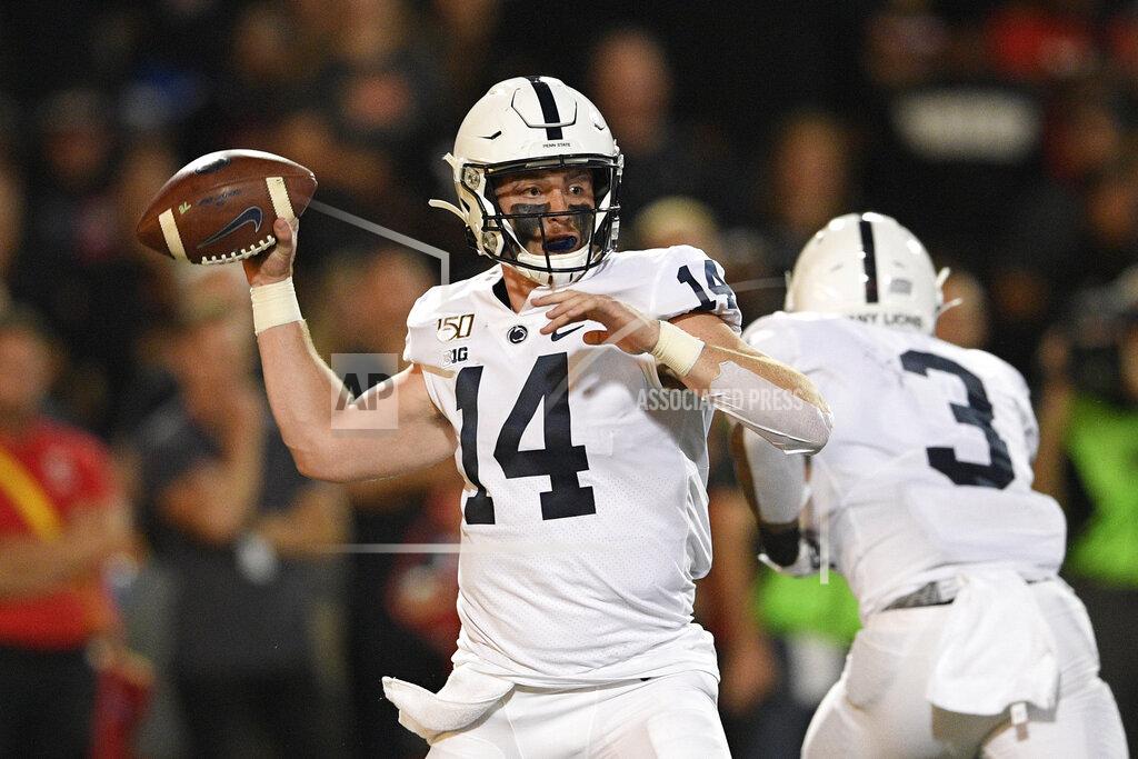 Nick Wass Penn State quarterback Sean Clifford passes during the first half of an NCAA college football game against Maryland, Friday, Sept. 27, 2019, in College Park, Md. (AP Photo/Nick Wass)