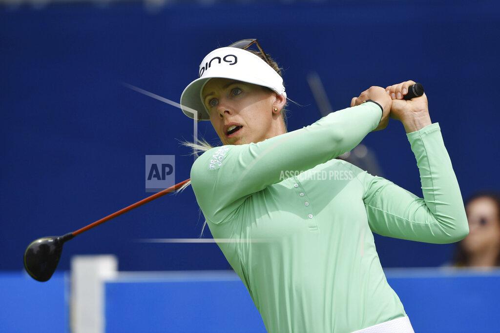 Michael Woods Pernilla Lindberg of Sweden watches her shot off the 9th tee during the first round of the LPGA Walmart NW Arkansas Championship golf tournament, Friday, Sept. 24, 2021, in Rogers, Ark. (AP Photo/Michael Woods)