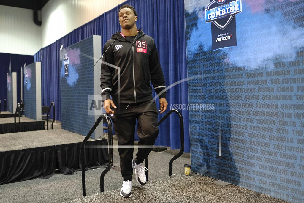 Aj Mast Ohio State defensive lineman Chase Young walks on the stage for a press conference at the NFL football scouting combine in Indianapolis, Thursday, Feb. 27, 2020. (AP Photo/AJ Mast)