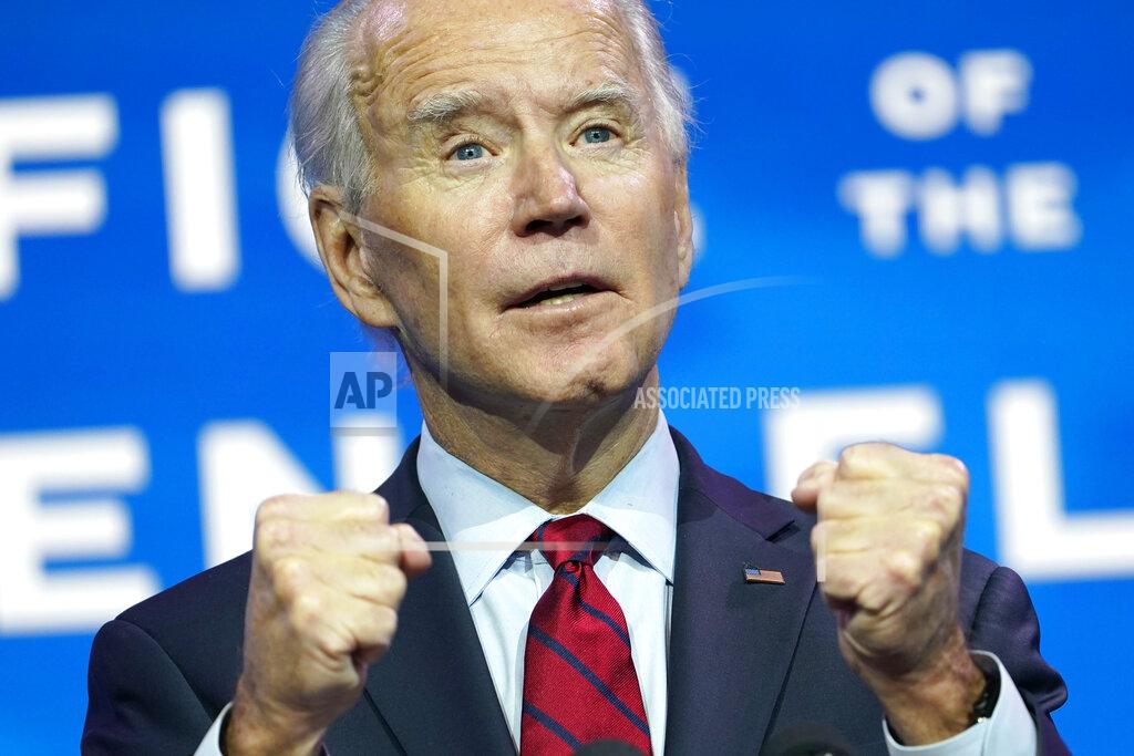President-elect Joe Biden speaks during an event at The Queen theater in Wilmington, Del., Tuesday, Dec. 8, 2020, to announce his health care team. (AP Photo/Susan Walsh)
