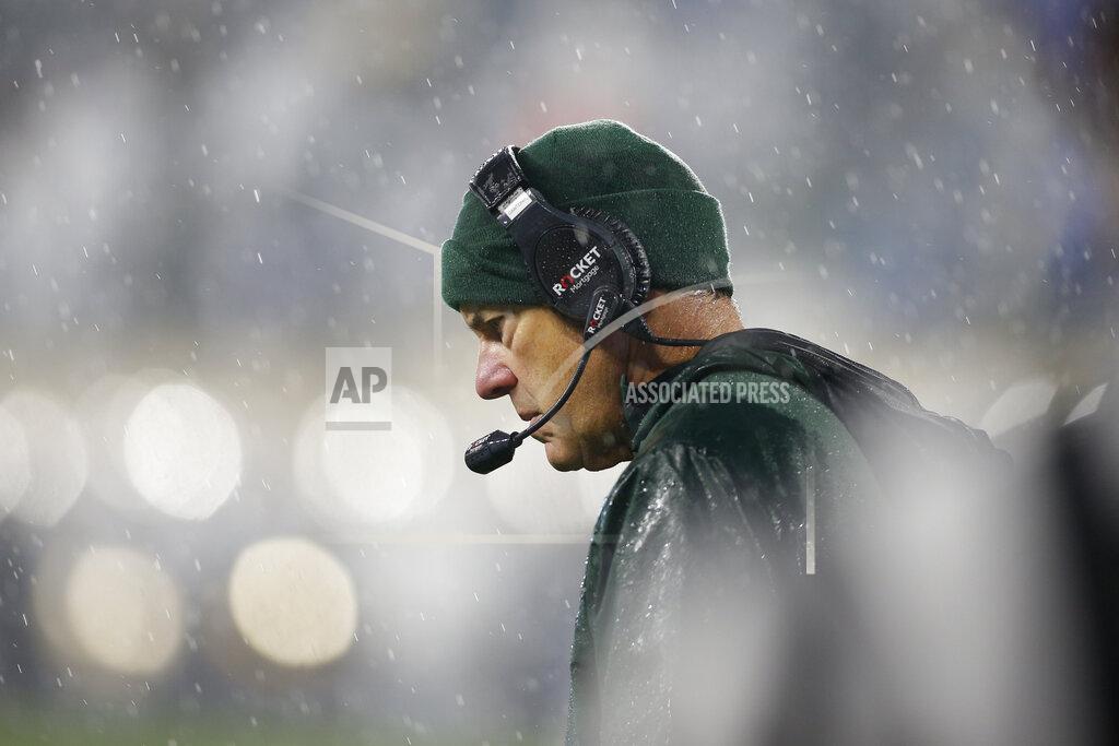 Al Goldis Michigan State coach Mark Dantonio reacts during the second half of an NCAA college football game against Penn State, Saturday, Oct. 26, 2019, in East Lansing, Mich. (AP Photo/Al Goldis)