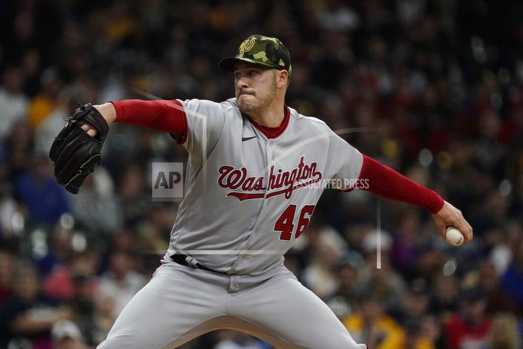 Morry Gash Washington Nationals starting pitcher Patrick Corbin throws during the first inning of a baseball game against the Milwaukee Brewers Saturday, May 21, 2022, in Milwaukee. (AP Photo/Morry Gash)