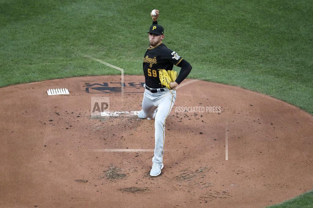 Jeff Roberson Pittsburgh Pirates starting pitcher Joe Musgrove throws during the first inning of a baseball game against the St. Louis Cardinals Friday, July 24, 2020, in St. Louis. (AP Photo/Jeff Roberson)