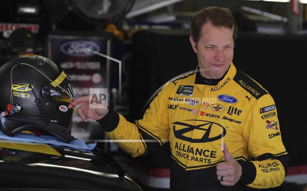 Charles Krupa Brad Keselowski flashes a thumbs up prior to a NASCAR Cup Series auto race practice at New Hampshire Motor Speedway in Loudon, N.H., Friday, July 19, 2019. (AP Photo/Charles Krupa)