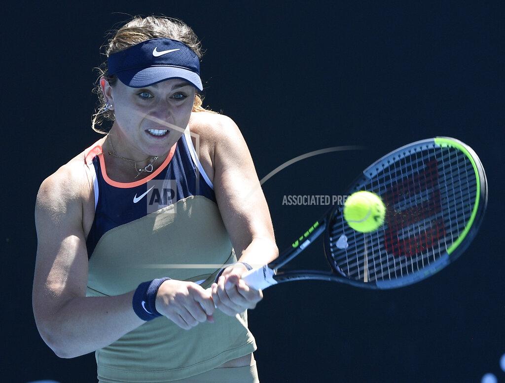 Andy Brownbill Spain's Paula Badosa makes a backhand return to Russia's Liudmila Samsonova during their first round match at the Australian Open tennis championship in Melbourne, Australia, Tuesday, Feb. 9, 2021.(AP Photo/Andy Brownbill)