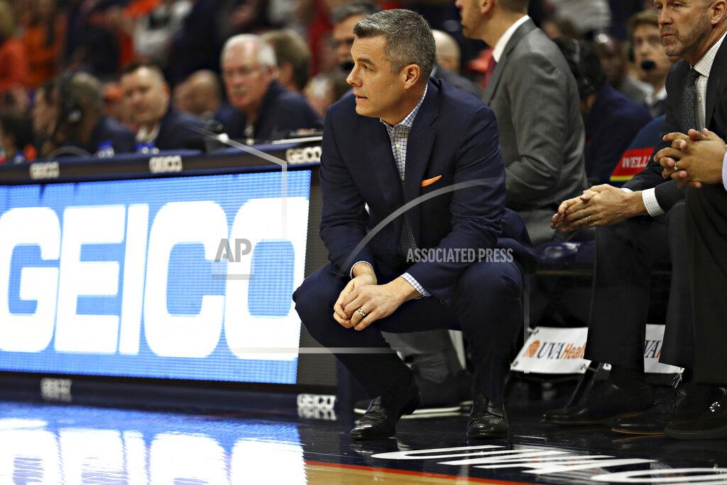 Erin Edgerton Virginia coach Tony Bennett watches during the team's NCAA college basketball game against Clemson on Wednesday, Feb. 5, 2020, in Charlottesville, Va. (Erin Edgerton/The Daily Progress via AP)