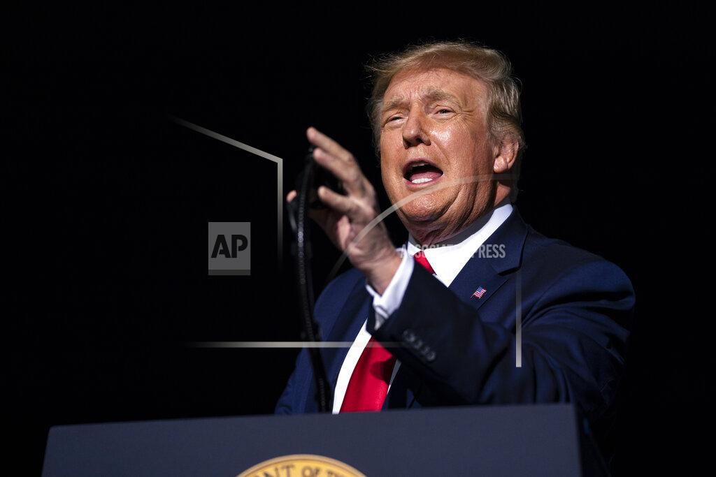 President Donald Trump speaks during a campaign rally, Friday, Sept. 25, 2020, in Newport News, Va. (AP Photo/Evan Vucci)
