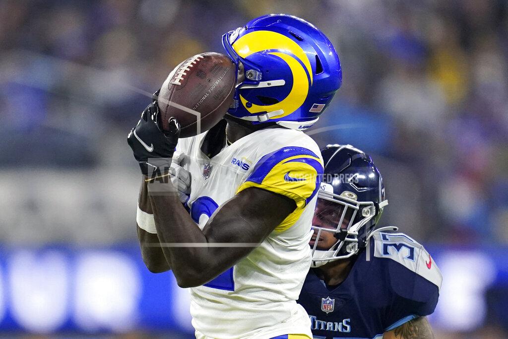 Marcio Jose Sanchez Los Angeles Rams wide receiver Van Jefferson can't make the catch as Tennessee Titans safety Amani Hooker defends during the second half of an NFL football game Sunday, Nov. 7, 2021, in Inglewood, Calif. (AP Photo/Marcio Jose Sanchez)