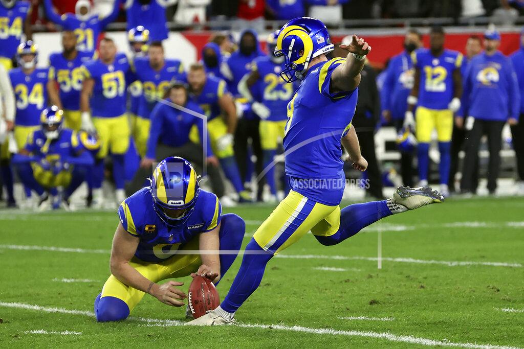 Mark Lomoglio Los Angeles Rams' Matt Gay kicks the game-wining field goal against the Tampa Bay Buccaneers during the second half of an NFL divisional round playoff football game Sunday, Jan. 23, 2022, in Tampa, Fla. (AP Photo/Mark LoMoglio)