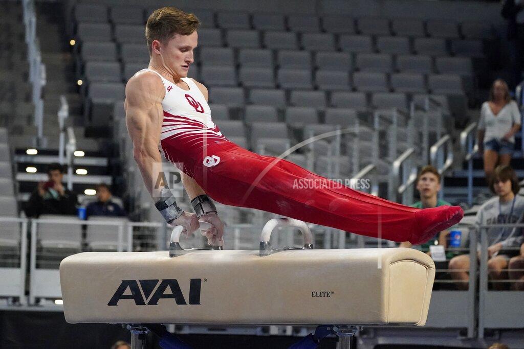 Tony Gutierrez Allan Bower competes on the pommel horse during the U.S. Gymnastics Championships, Saturday, June 5, 2021, in Fort Worth, Texas. (AP Photo/Tony Gutierrez)