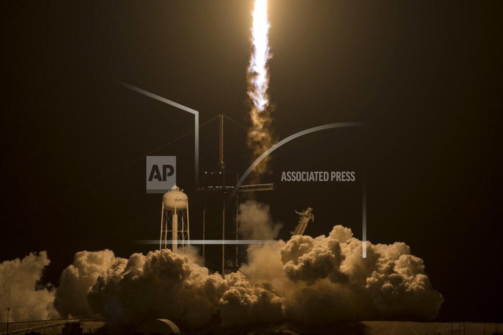 Aubrey Gemignani A SpaceX Falcon 9 rocket carrying the company's Crew Dragon spacecraft is launched on NASA's SpaceX Crew-2 mission to the International Space Station with NASA astronauts Shane Kimbrough and Megan McArthur, ESA (European Space Agency) astronaut Thomas Pesquet, and Japan Aerospace Exploration Agency (JAXA) astronaut Akihiko Hoshide onboard, Friday, April 23, 2021, at NASA's Kennedy Space Center in Florida. (Aubrey Gemignani/NASA via AP)