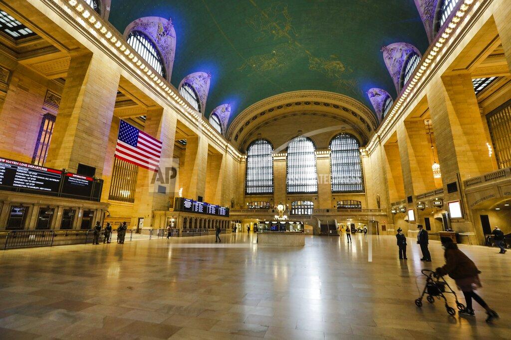 Frank Franklin Ii Commuters navigate through an empty Grand Central Terminal due to coronavirus concerns, Wednesday, April 29, 2020, in New York. (AP Photo/Frank Franklin II)