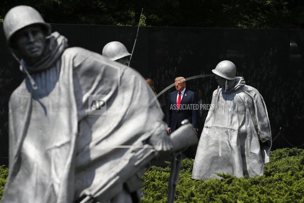 Alex Brandon President Donald Trump arrives at the Korean War Veterans Memorial for a wreath placing ceremony, Thursday, June 25, 2020, in Washington. (AP Photo/Alex Brandon)