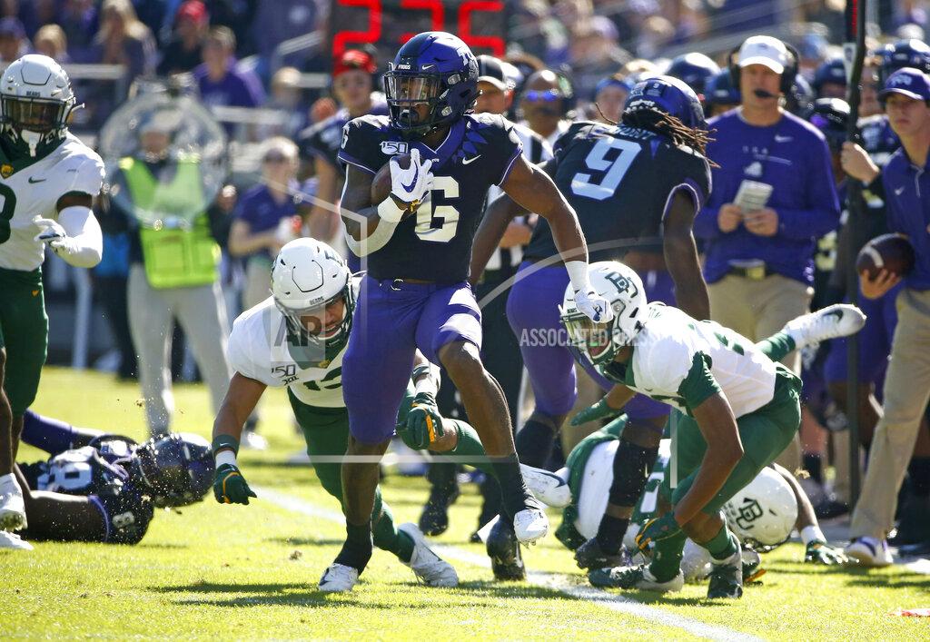 Ron Jenkins TCU running back Darius Anderson (6) carries the ball against Baylor during the first half of an NCAA college football game, Saturday, Nov. 9, 2019, in Fort Worth, Texas. (AP Photo/Ron Jenkins)