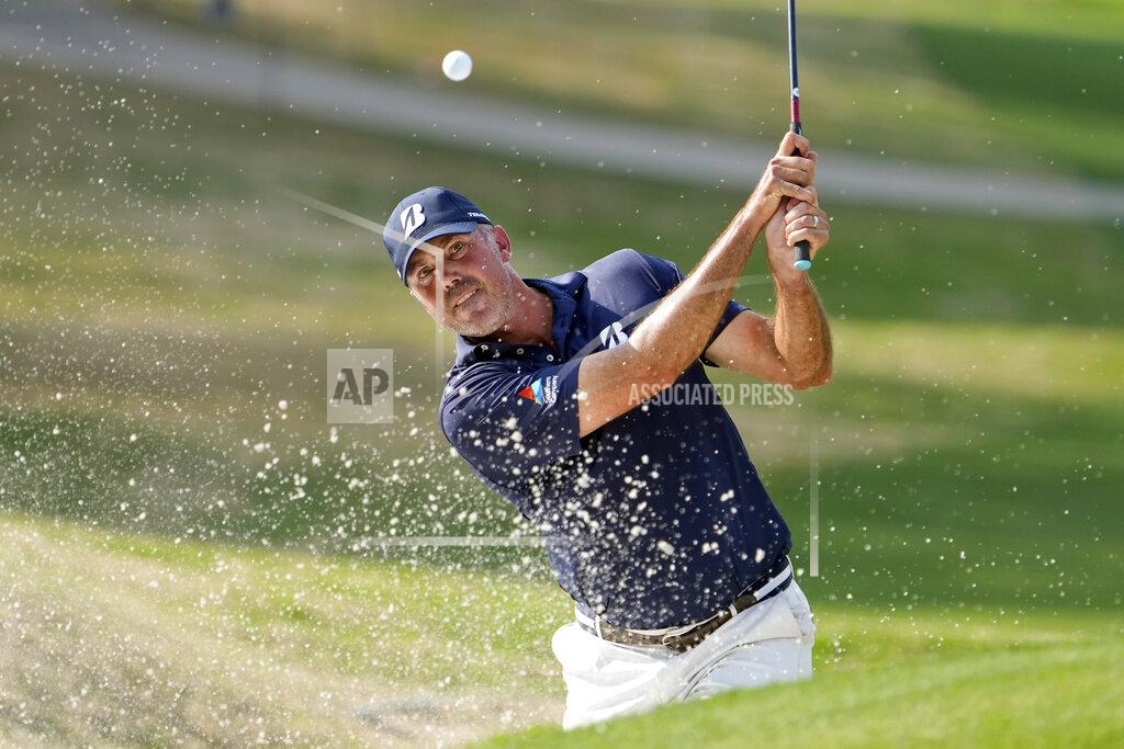 David J. Phillip Matt Kuchar hits out of the sand on the 16th hole during a round of eight match at the Dell Technologies Match Play Championship golf tournament Saturday, March 27, 2021, in Austin, Texas. (AP Photo/David J. Phillip)