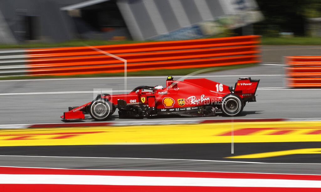 Darko Bandic Ferrari driver Charles Leclerc of Monaco steers his car during the Styrian Formula One Grand Prix at the Red Bull Ring racetrack in Spielberg, Austria, Sunday, July 12, 2020. (AP Photo/Darko Bandic, Pool)