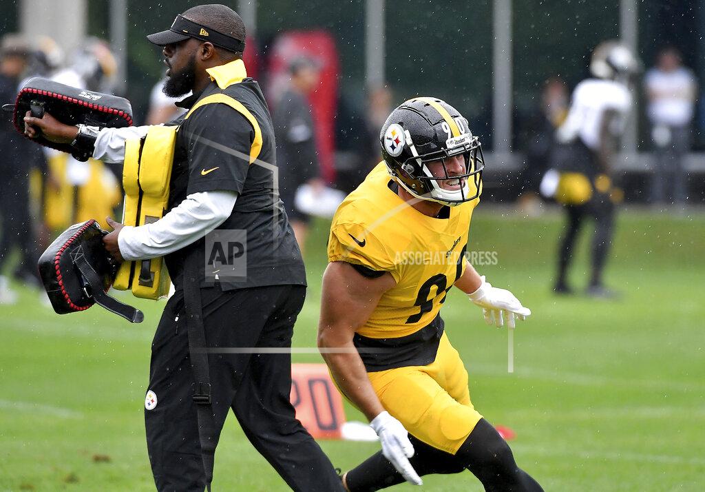 Matt Freed Pittsburgh Steelers linebacker T.J. Watt works through drills during the NFL football team's practice Wednesday, Sept. 8, 2021, in Pittsburgh. (Matt Freed/Pittsburgh Post-Gazette via AP)