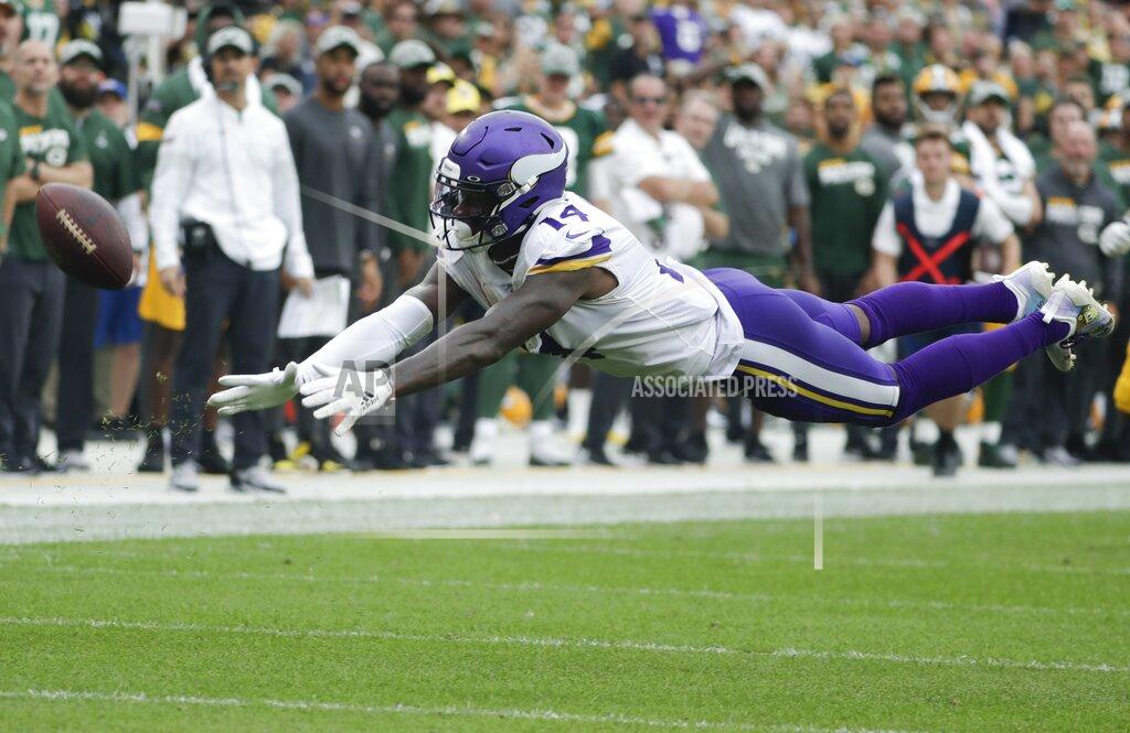 Morry Gash Minnesota Vikings' Stefon Diggs can't catch a long pass during the second half of an NFL football game against the Green Bay Packers Sunday, Sept. 15, 2019, in Green Bay, Wis. (AP Photo/Morry Gash)