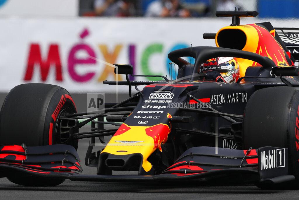 Rebecca Blackwell Red Bull driver Max Verstappen, of the Netherlands, competes in the qualifying session for the Formula One Mexico Grand Prix auto race at the Hermanos Rodriguez racetrack in Mexico City, Saturday, Oct. 26, 2019. (AP Photo/Rebecca Blackwell)
