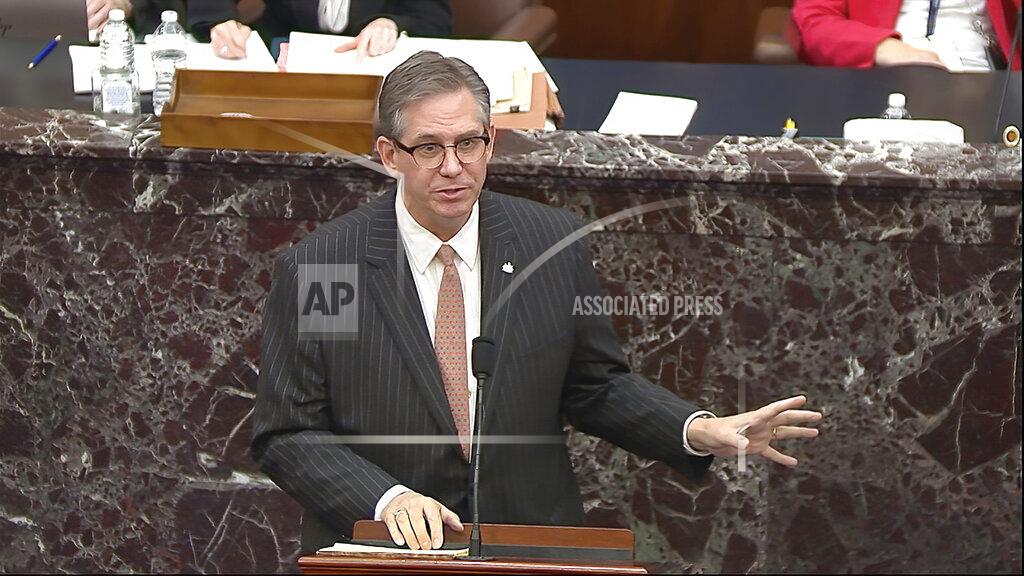 Uncredited In this image from video, Bruce Castor, an attorney for former President Donald Trump speaks during the second impeachment trial of Trump in the Senate at the U.S. Capitol in Washington, Tuesday, Feb. 9, 2021. (Senate Television via AP)