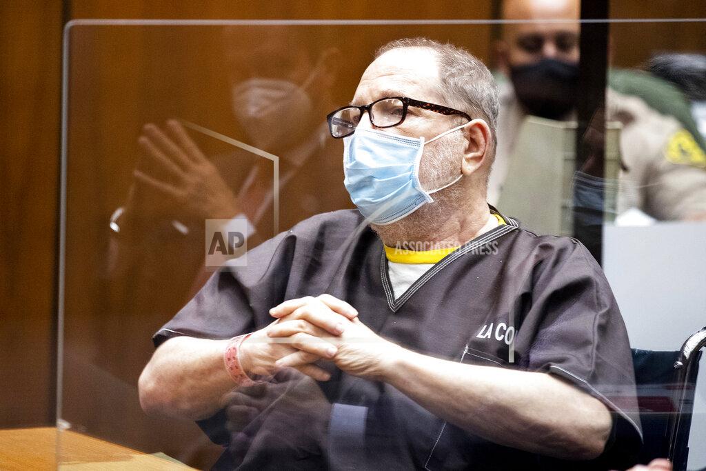 Etienne Laurent Harvey Weinstein, the 69-year-old convicted rapist and disgraced movie mogul, wears a face mask as he listens in court during a pre-trial hearing in Los Angeles, Thursday, 29 July 2021. Weinstein pleaded not guilty Wednesday to four counts of rape and seven other sexual assault counts in California.(Etienne Laurent/Pool Photo via AP)