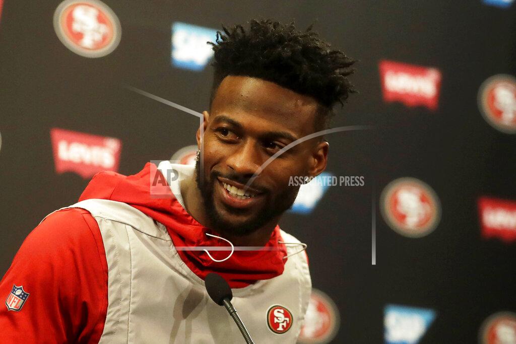Jeff Chiu San Francisco 49ers wide receiver Emmanuel Sanders speaks during a news conference at the team's NFL football training facility in Santa Clara, Calif., Thursday, Jan. 23, 2020. The 49ers will face the Kansas City Chiefs in Super Bowl 54. (AP Photo/Jeff Chiu)