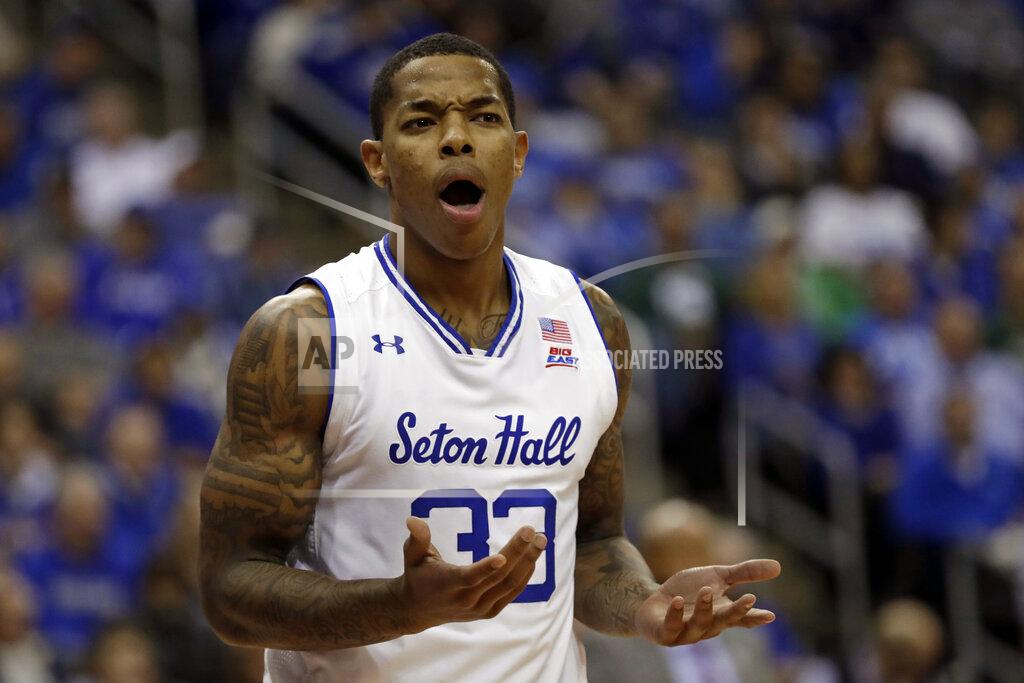 Adam Hunger Seton Hall guard Shavar Reynolds reacts after being called for a foul during the first half of an NCAA college basketball game against Michigan State on Thursday, Nov. 14, 2019, in Newark, N.J. (AP Photo/Adam Hunger)