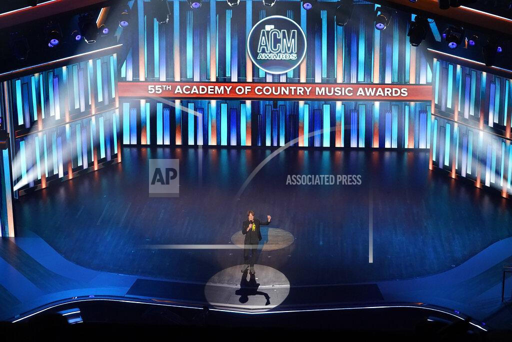 Mark Humphrey Keith Urban speaks during the 55th annual Academy of Country Music Awards at the Grand Ole Opry House on Wednesday, Sept. 16, 2020, in Nashville, Tenn. (AP Photo/Mark Humphrey)