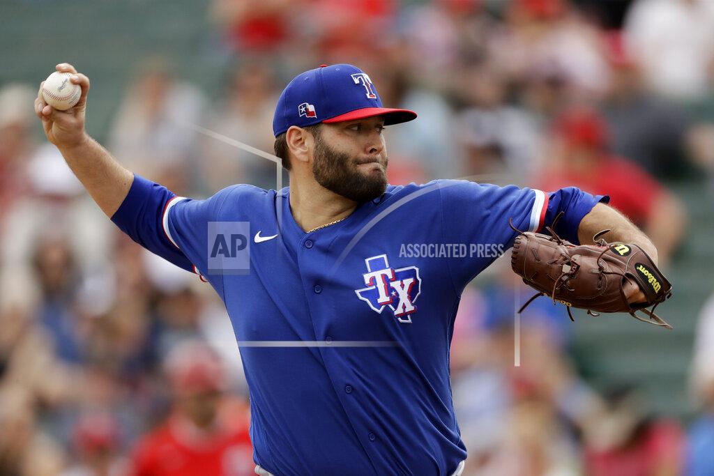 Charlie Riedel FILE - In this Feb. 28, 2020, file photo, Texas Rangers starting pitcher Lance Lynn throws during the first inning of a spring training baseball game against the Los Angeles Angels, in Tempe, Ariz. (AP Photo/Charlie Riedel, File)