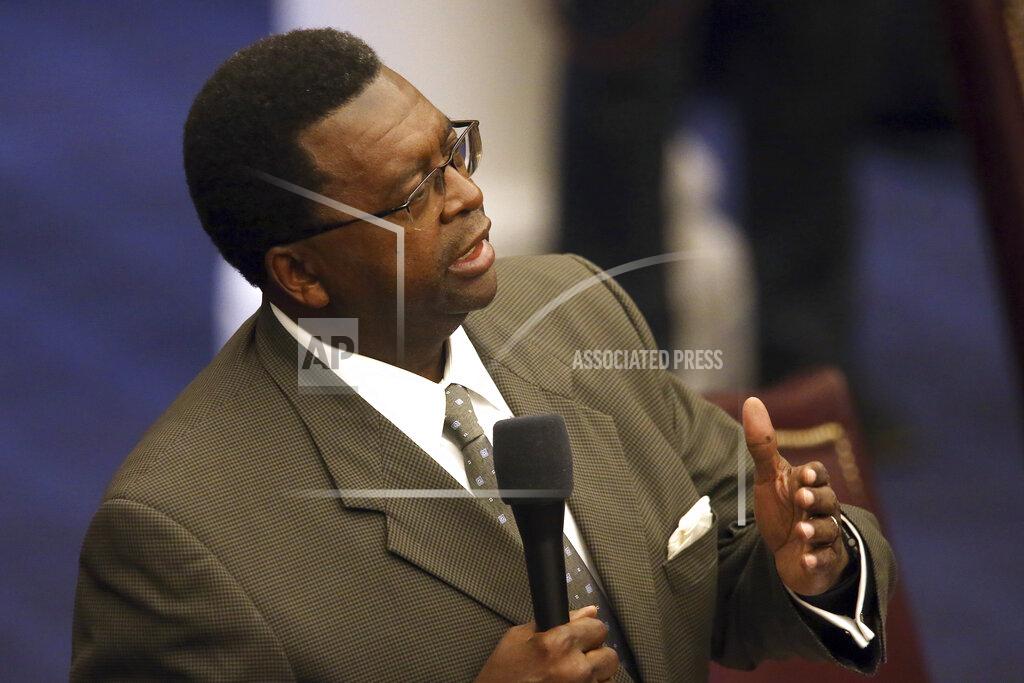 Steve Cannon Sen. Perry Thurston, D-Fort Lauderdale, asks a question about filing amendments at the start of a special session, May 17, 2021 in Tallahassee, Fla. (AP Photo/Steve Cannon)