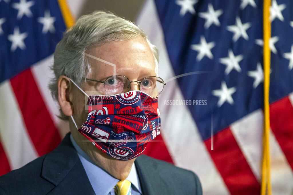 Senate Majority Leader Mitch McConnell, R-Ky., listens to questions during a news conference following a GOP policy meeting on Capitol Hill, Tuesday, June 30, 2020, in Washington. (AP Photo/Manuel Balce Ceneta)