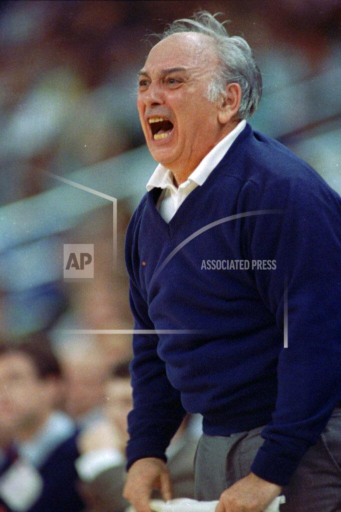 David Tennenbaum FILE - Princeton coach Pete Carril reacts as the team starts to lose a lead over Georgetown during a first-round game in the NCAA men's college basketball tournament March 17, 1989, in Providence, R.I. Georgetown defeated Princeton 50-49. Carril, the rumpled, cigar-smoking basketball coach who led Princeton to 11 appearances in the NCAA tournament, where his teams unnerved formidable opponents and rattled March Madness with old-school fundamentals, died Monday, Aug. 15, 2022. He was 92. (AP Photo/David Tennenbaum, File)