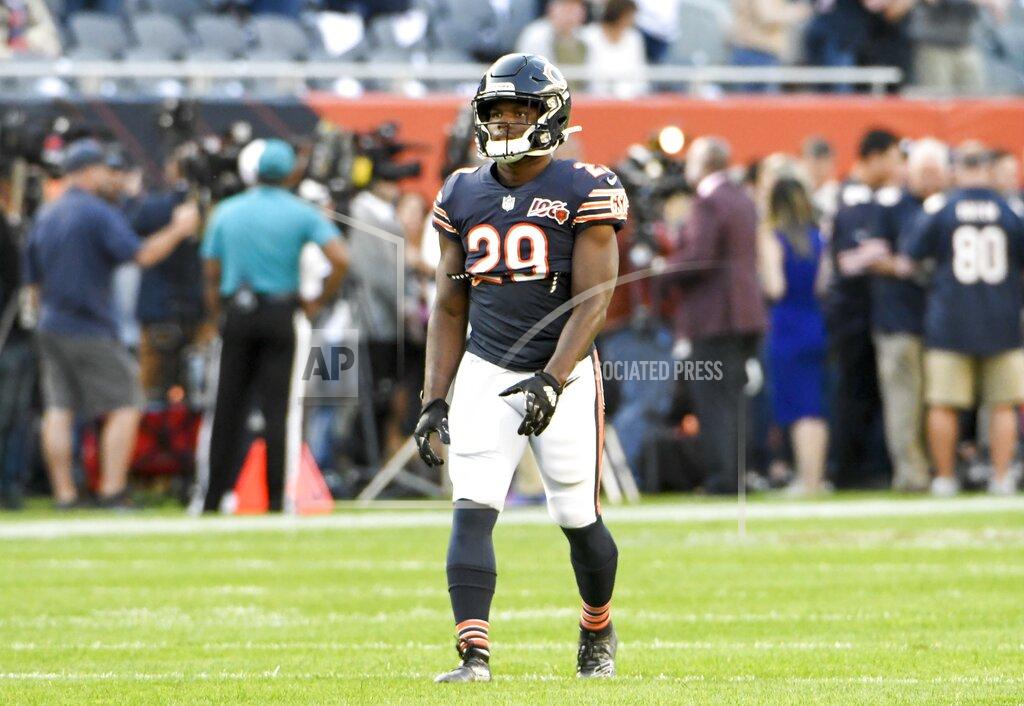 David Banks Chicago Bears' Tarik Cohen warms up before an NFL football game against the Green Bay Packers Thursday, Sept. 5, 2019, in Chicago. (AP Photo/David Banks)