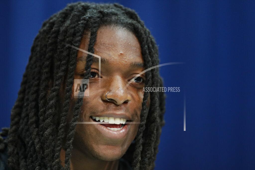 Michael Conroy Colorado wide receiver Laviska Shenault Jr. speaks during a press conference at the NFL football scouting combine in Indianapolis, Tuesday, Feb. 25, 2020. (AP Photo/Michael Conroy)