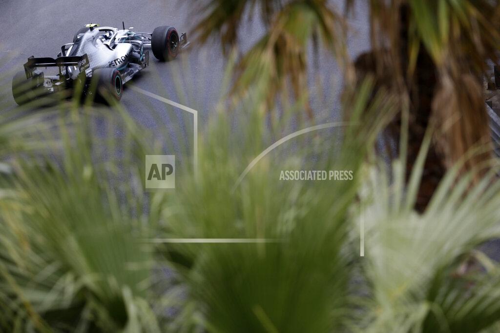 Luca Bruno Mercedes driver Valtteri Bottas of Finland steers his car during the second practice session at the Monaco racetrack, in Monaco, Thursday, May 23, 2019. The Formula one race will be held on Sunday. (AP Photo/Luca Bruno)