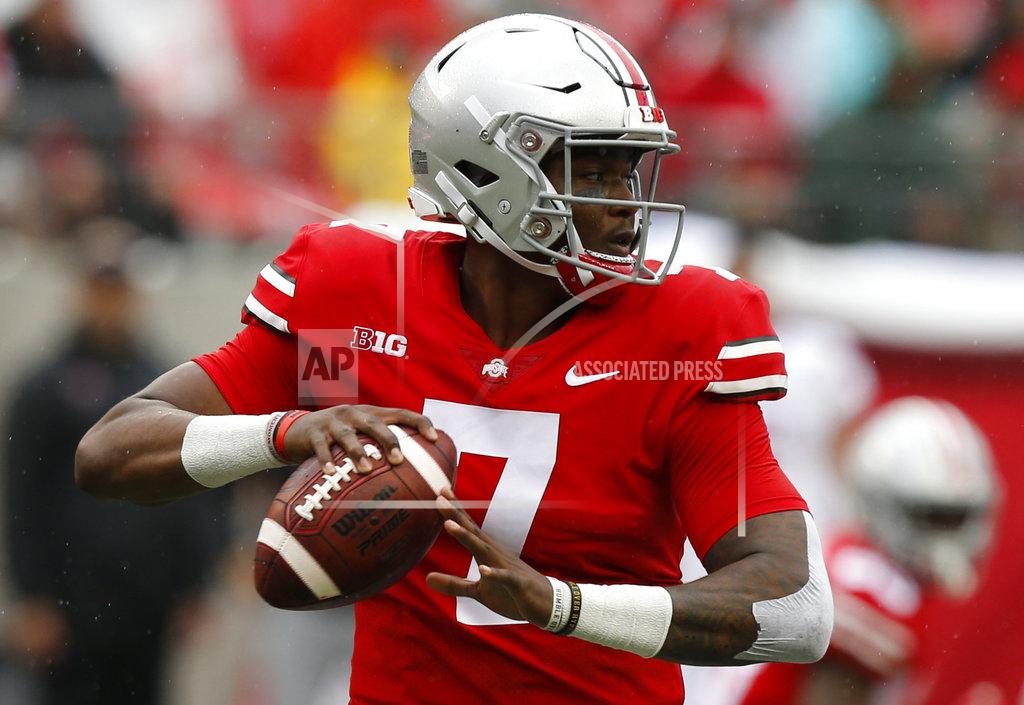 Jay Laprete In this Sept. 8, 2018 photo Ohio State quarterback Dwayne Haskins plays against Rutgers during an NCAA college football game in Columbus, Ohio. The front-runners have clearly been established in the Heisman race, but the question now is who else can emerge with a late rush? (AP Photo/Jay LaPrete)