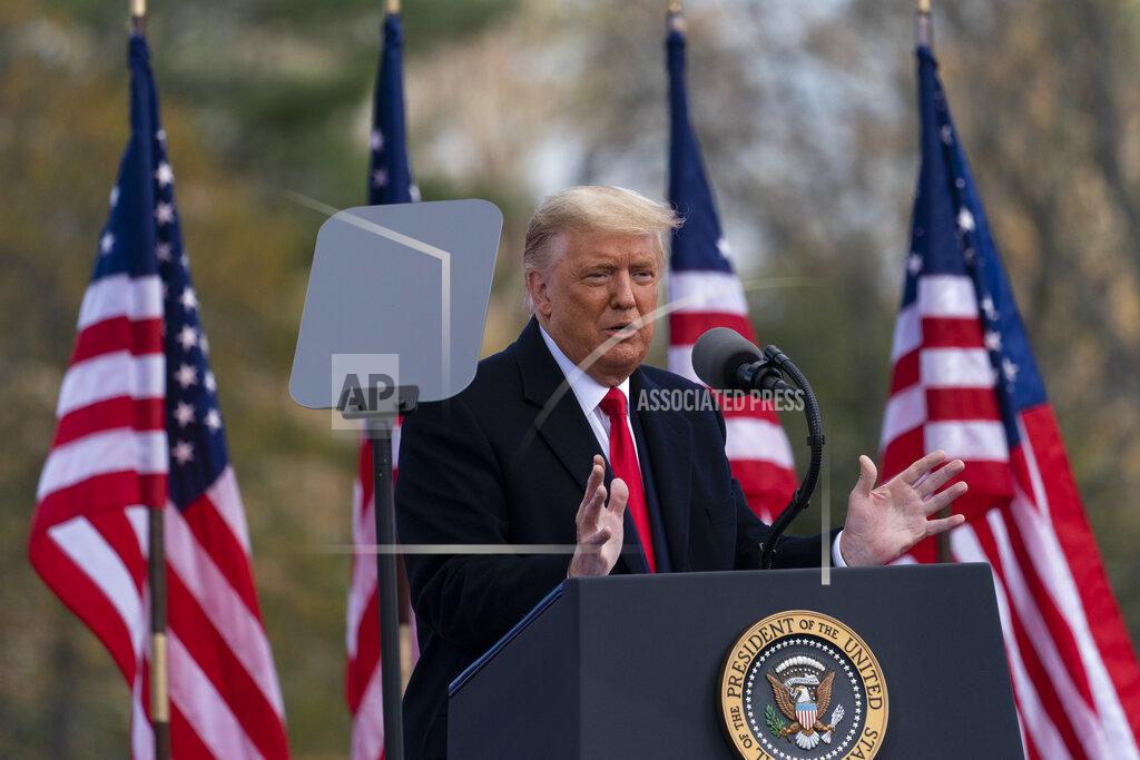 Alex Brandon President Donald Trump speaks at a campaign rally at Keith House, Washington's Headquarters, Saturday, Oct. 31, 2020, in Newtown, Pa. (AP Photo/Alex Brandon)