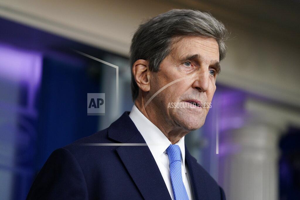 Evan Vucci FILE - In this Jan. 27, 2021, file photo Special Presidential Envoy for Climate John Kerry speaks during a press briefing at the White House in Washington. President Joe Biden convenes a virtual climate summit on Thursday. Kerry, Biden's climate envoy, has been pressing global leaders in person and online ahead of the summit for commitments and alliances on climate efforts. (AP Photo/Evan Vucci, File)