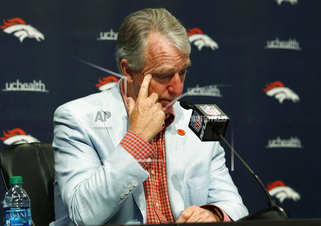 David Zalubowski Joe Ellis, president and chief executive officer of the Denver Broncos, talks about the death of team owner Pat Bowlen during a news conference Monday, June 17, 2019, at the NFL football team's headquarters in Englewood, Colo. (AP Photo/David Zalubowski)