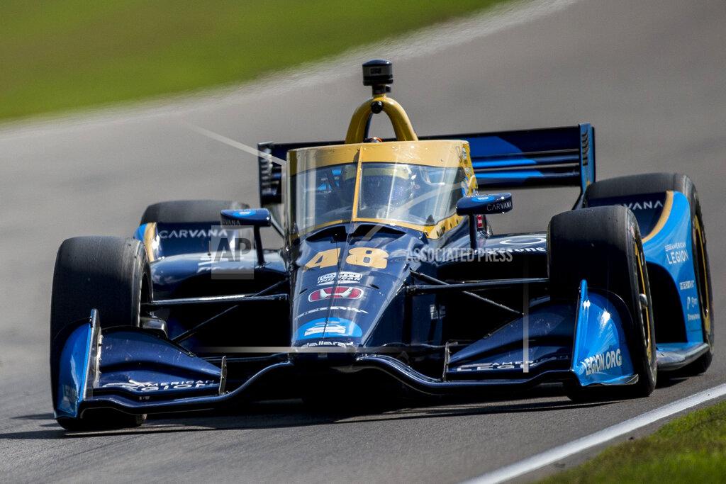 Vasha Hunt FILE - Jimmie Johnson (48) takes the straightaway after turn seven during the Honda Indy Grand Prix of Alabama auto race at Barber Motorsports Parkway in Birmingham, Ala., in this Sunday, April 18, 2021, file photo. Jimmie Johnson makes his debut on the Indianapolis Motor Speedway road course this weekend in his third start in the IndyCar Series. He’s a four-time winner on the oval, but Johnson has only driven the road course in a test with Chip Ganassi Racing. (AP Photo/Vasha Hunt, File)