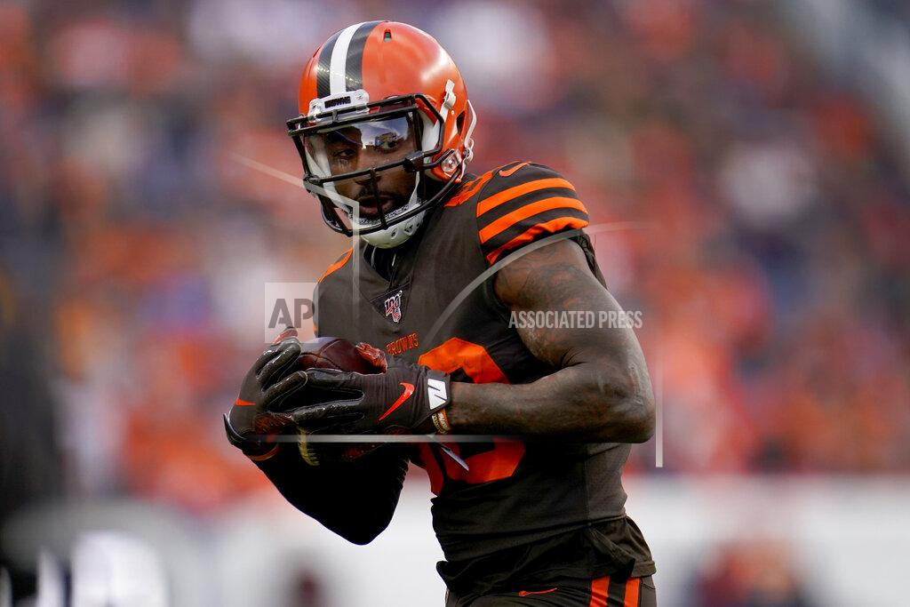 Jack Dempsey Cleveland Browns wide receiver Jarvis Landry (80) against the Denver Broncos during the first half of NFL football game, Sunday, Nov. 3, 2019, in Denver. (AP Photo/Jack Dempsey)