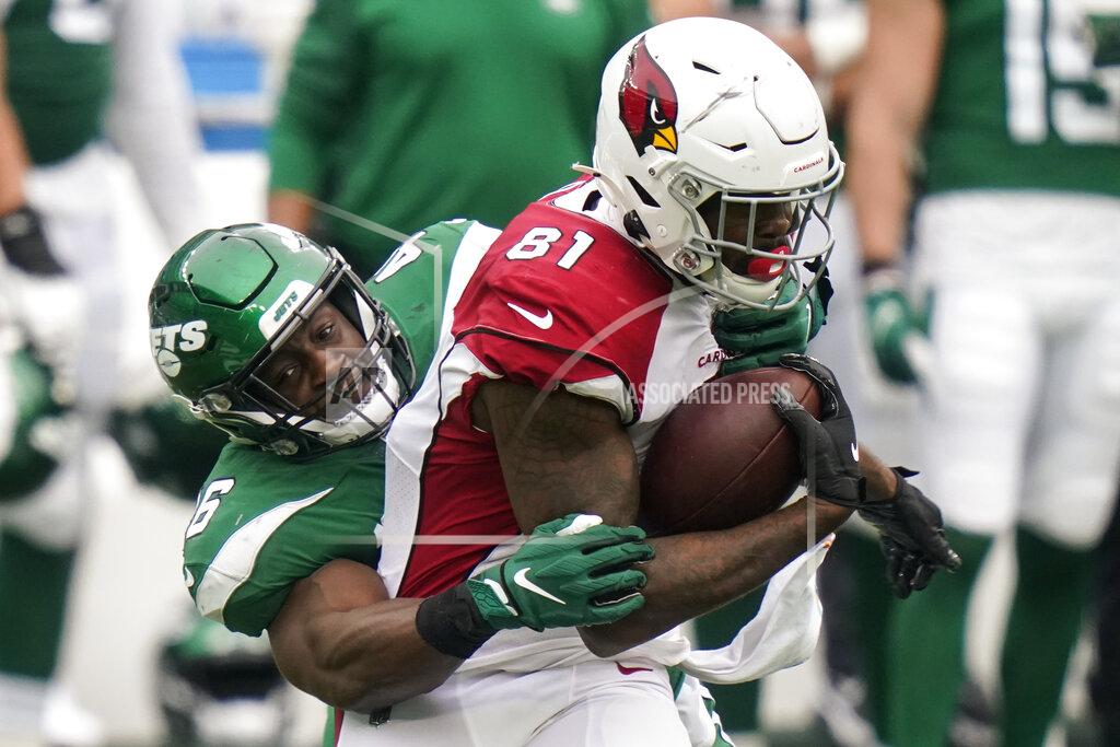 Frank Franklin Ii Arizona Cardinals tight end Darrell Daniels (81) runs the ball against New York Jets linebacker Neville Hewitt (46) during the second half of an NFL football game, Sunday, Oct. 11, 2020, in East Rutherford. (AP Photo/Frank Franklin II)