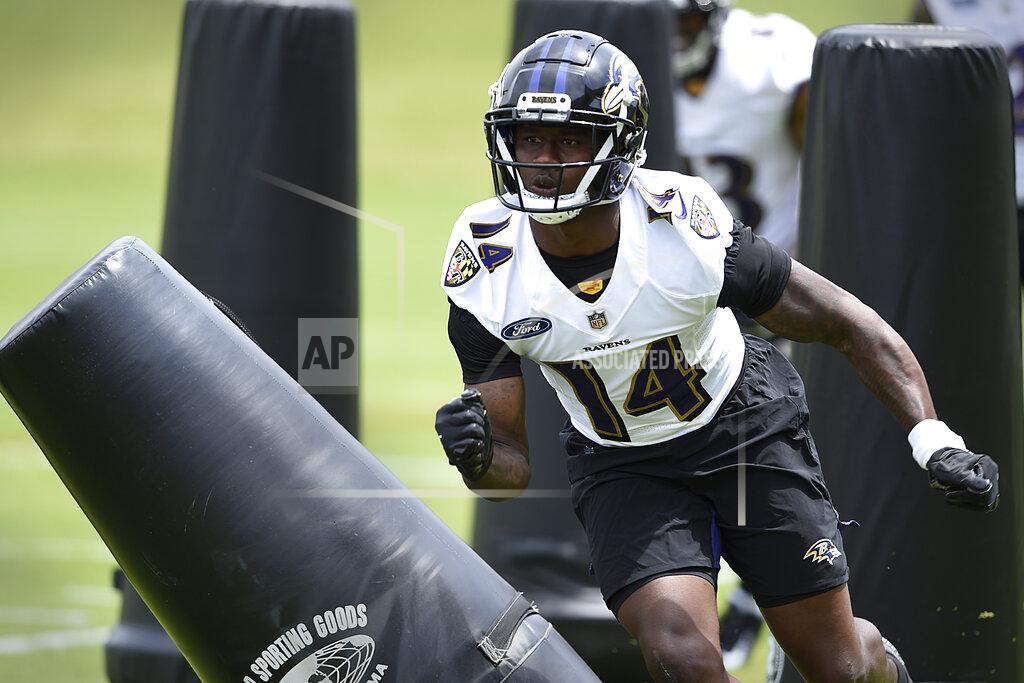 Gail Burton Baltimore Ravens wide receiver Sammy Watkins runs drills during NFL football organized team activities Wednesday, June 2, 2021, in Owings Mills, Md.(AP Photo/Gail Burton)