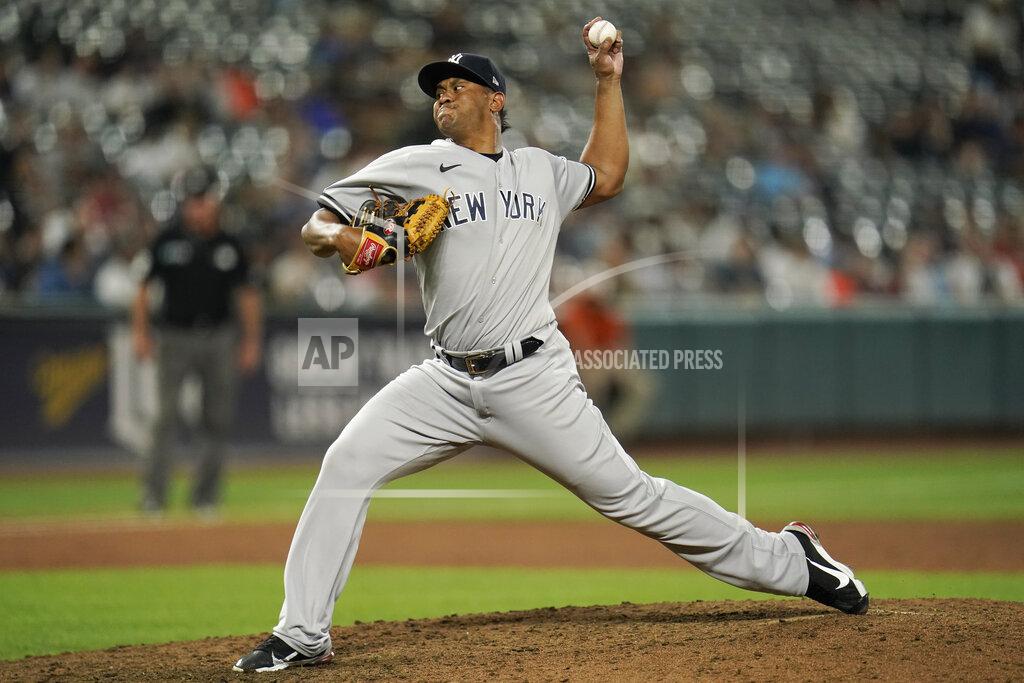 Julio Cortez New York Yankees relief pitcher Wandy Peralt throws a pitch to the Baltimore Orioles during the eighth inning of a baseball game, Wednesday, Sept. 15, 2021, in Baltimore. (AP Photo/Julio Cortez)