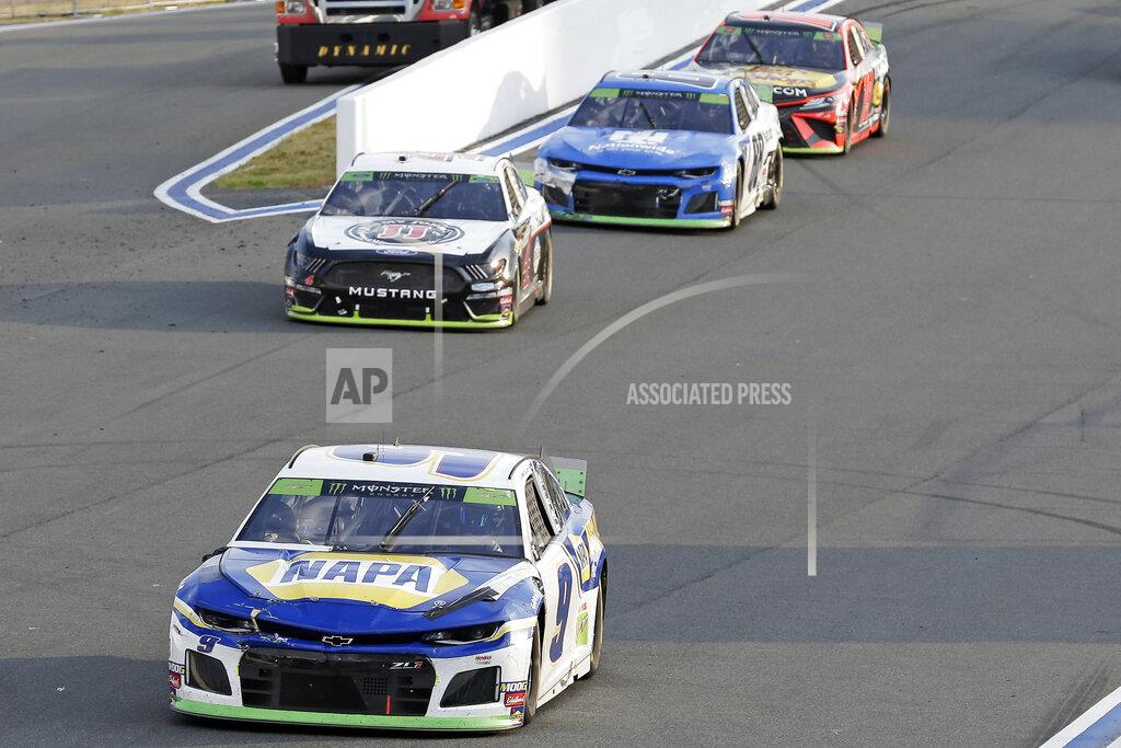 Gerry Broome Chase Elliott leads Kevin Harvick out of Turn 2 during the closing laps of the NASCAR Cup Series auto race at Charlotte Motor Speedway in Concord, N.C., Sunday, Sept. 29, 2019. Elliott won the race. (AP Photo/Gerry Broome)