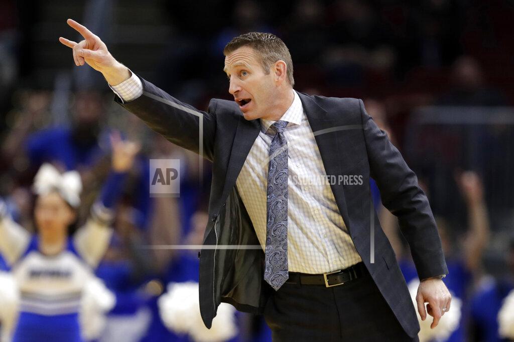 Tony Dejak FILE - In this Thursday, March 14, 2019, file photo, Buffalo head coach Nate Oats yells instruction to players during the first half of an NCAA college basketball game against Akron at the Mid-American Conference tournament in Cleveland. Buffalo showing signs of shedding college basketball’s mid-major label in preparing to make fourth NCAA Tournament appearance in five years. (AP Photo/Tony Dejak, File)
