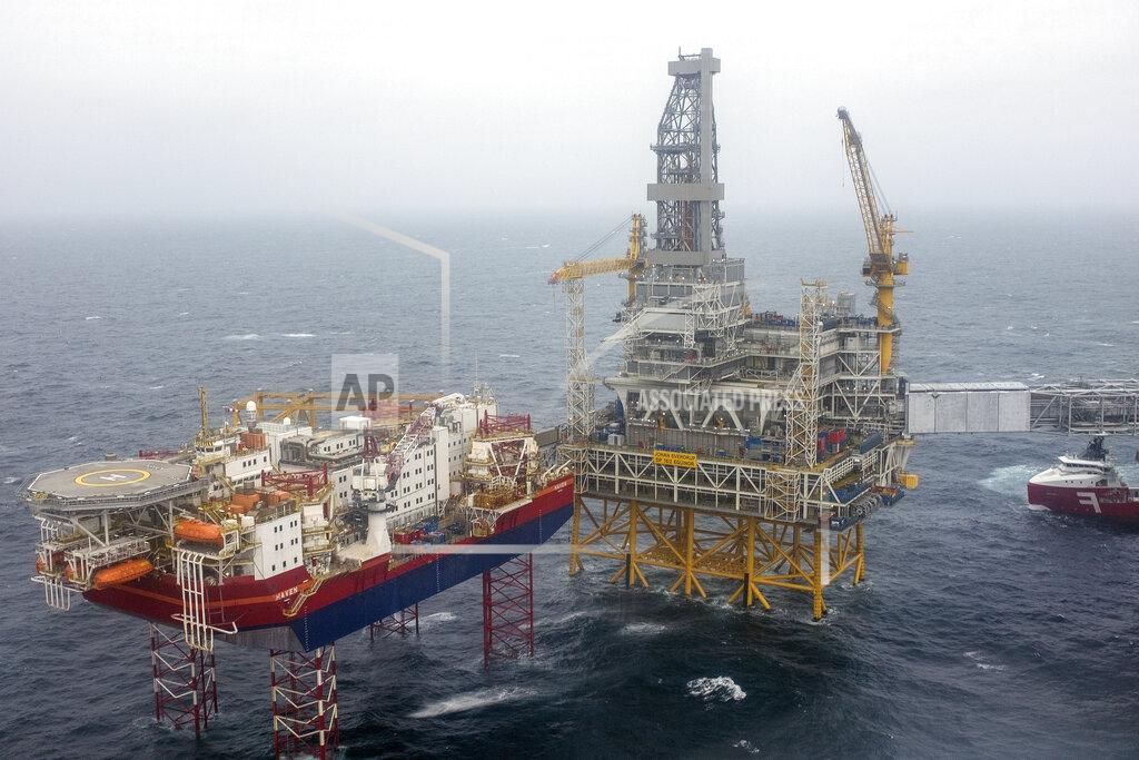 Carina Johansen Johan Sverdrup oil field off the North Sea is shown on Oct. 9, 2018. Europe’s frantic search for alternatives to Russian natural gas has dramatically increased the demand — and price — for Norway's oil and gas. As the money pours in, Europe’s second-biggest natural gas supplier is fending off accusations that it’s profiting from the war in Ukraine. (Carina Johansen/NTB Scanpix via AP)