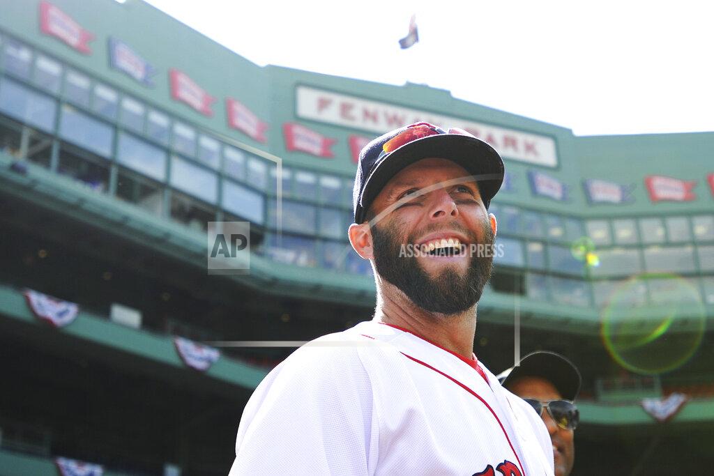 Gretchen Ertl FILE - In this April 18, 2015, file photo, Red Sox second baseman Dustin Pedroia smiles before the team's game against the Baltimore Orioles during a baseball game in Boston. Pedroia, who was the 2007 Rookie of the Year and the AL MVP in his second season, retired Monday, Feb. 1, 2021. (AP Photo/Gretchen Ertl, File)