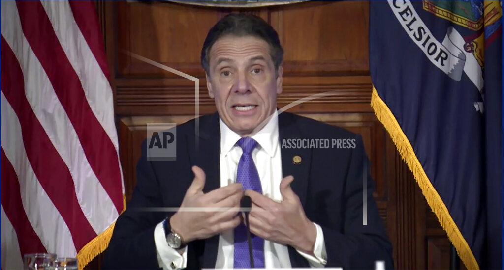 Uncredited In this image taken from video from the Office of the N.Y. Governor, New York Gov. Andrew Cuomo speaks during a news conference, Wednesday, March 3, 2021, in Albany, N.Y. (Office of the NY Governor via AP)