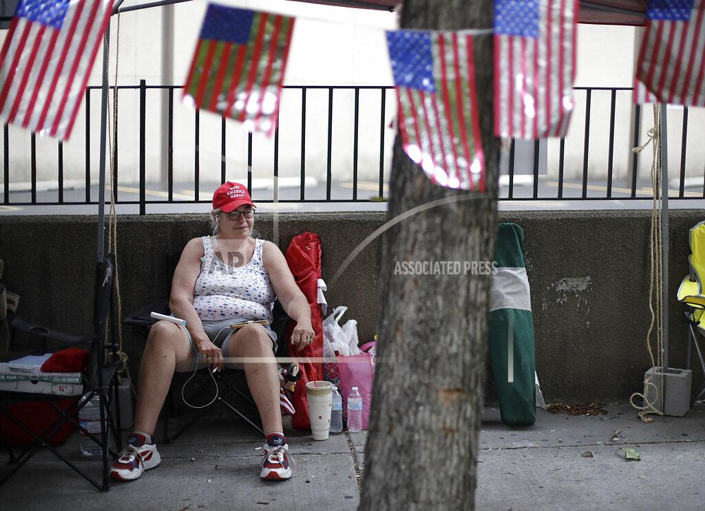 Mike Simons Rose Brown and other Trump supporters line up and camp on 4th Street in downtown Tulsa, Okla., ahead of President Donald Trump's Saturday's campaign rally, Friday, June 19, 2020. (Mike Simons/Tulsa World via AP)